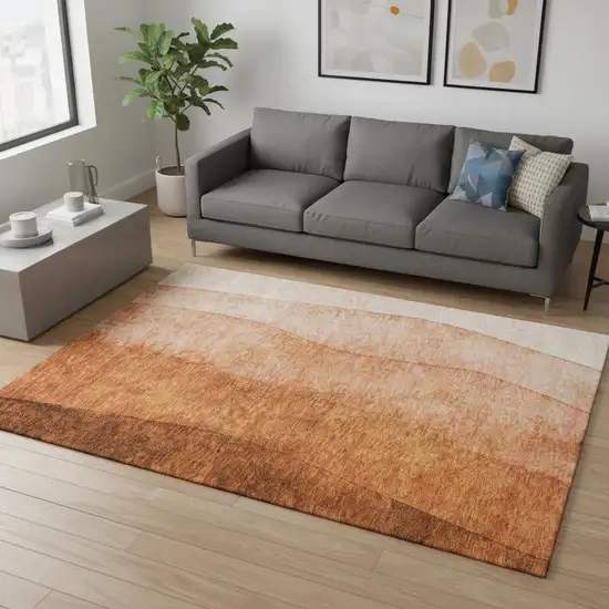 Chili Red And Ivory Ombre Washable Area Rug With UV Protection Photo 2