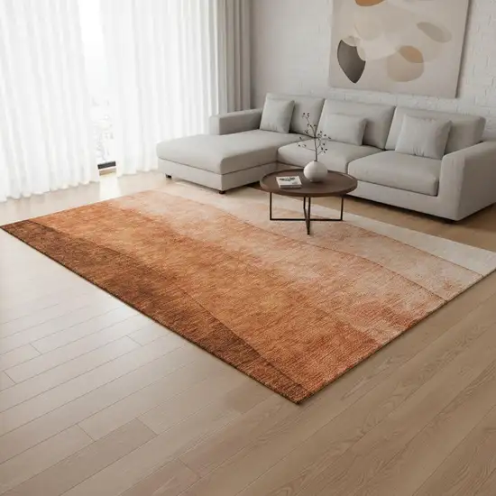 Chili Red And Ivory Ombre Washable Area Rug With UV Protection Photo 2