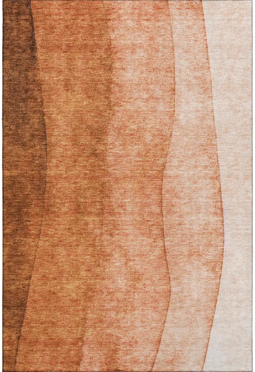 Chili Red And Ivory Ombre Washable Area Rug With UV Protection Photo 1