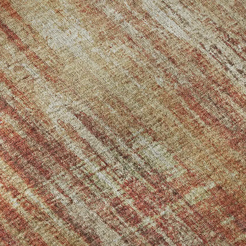 Chili Red And Ivory Striped Washable Area Rug With UV Protection Photo 8