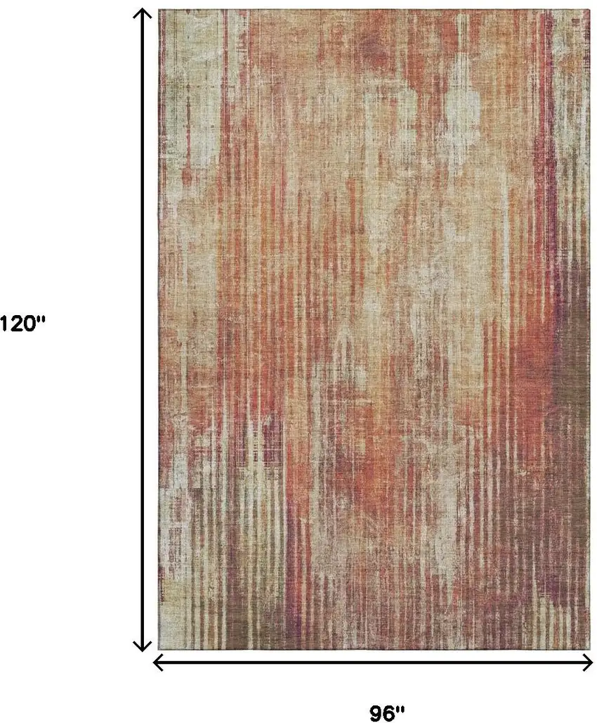 Chili Red And Ivory Striped Washable Area Rug With UV Protection Photo 5