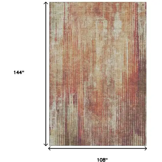 Chili Red And Ivory Striped Washable Area Rug With UV Protection Photo 5