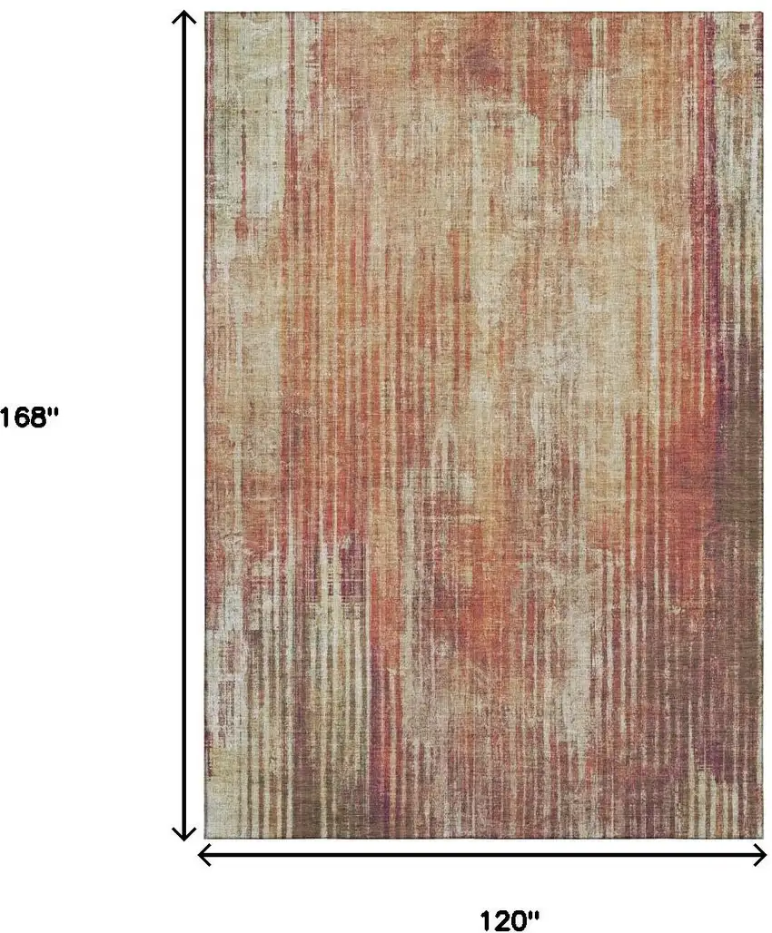 Chili Red And Ivory Striped Washable Area Rug With UV Protection Photo 5