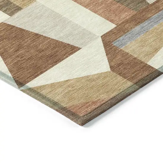 Chili Red Beige And Gray Geometric Washable Indoor Outdoor Area Rug Photo 5