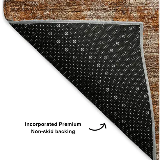 Chili Red Brown And Ivory Abstract Washable Area Rug With UV Protection Photo 6