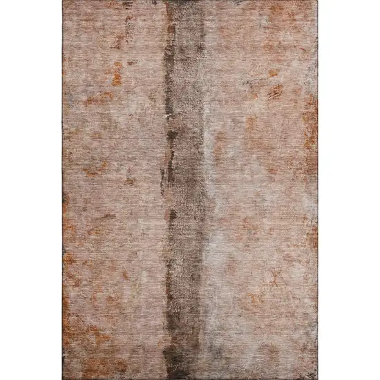Chili Red Brown And Ivory Abstract Washable Area Rug With UV Protection Photo 2