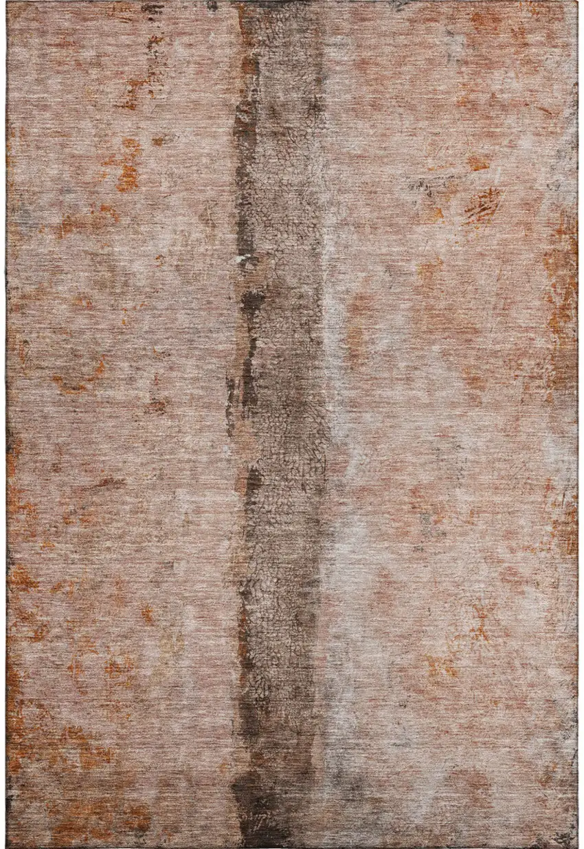 Chili Red Brown And Ivory Abstract Washable Area Rug With UV Protection Photo 2