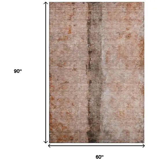 Chili Red Brown And Ivory Abstract Washable Area Rug With UV Protection Photo 5