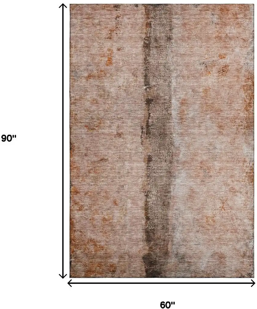 Chili Red Brown And Ivory Abstract Washable Area Rug With UV Protection Photo 5