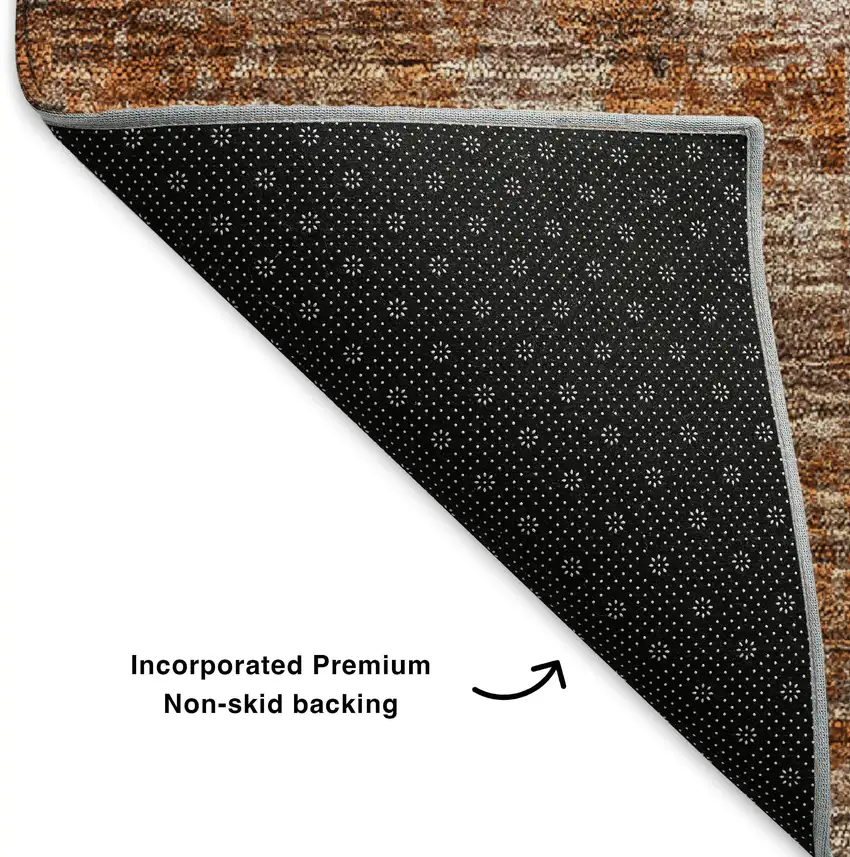 Chili Red Brown And Ivory Abstract Washable Area Rug With UV Protection Photo 6