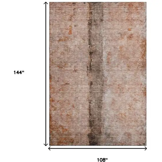 Chili Red Brown And Ivory Abstract Washable Area Rug With UV Protection Photo 5