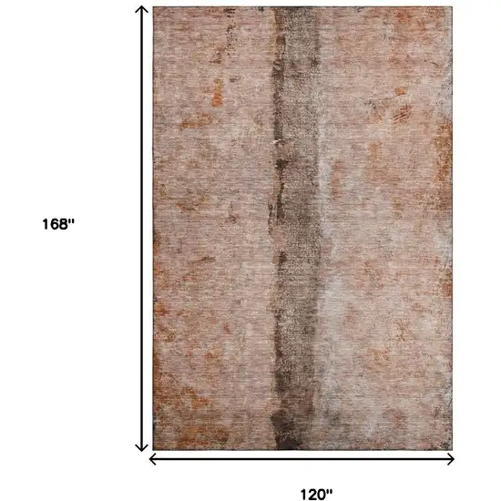 Chili Red Brown And Ivory Abstract Washable Area Rug With UV Protection Photo 5