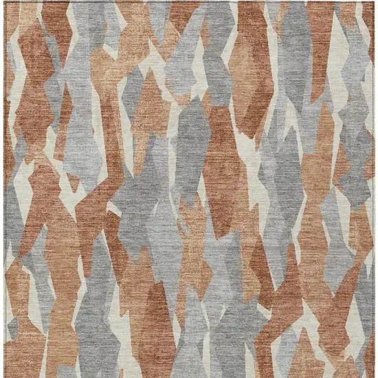 Chili Red Granite Gray And Ivory Striped Washable Indoor Outdoor Area Rug Photo 7