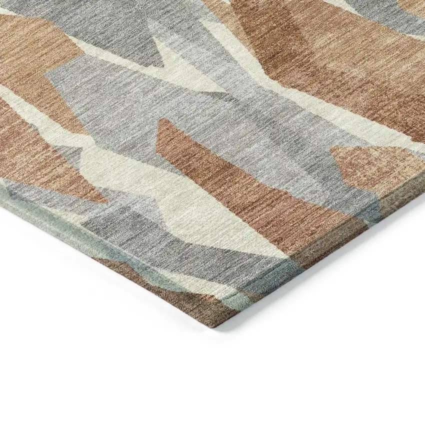 Chili Red Granite Gray And Ivory Striped Washable Indoor Outdoor Area Rug Photo 6