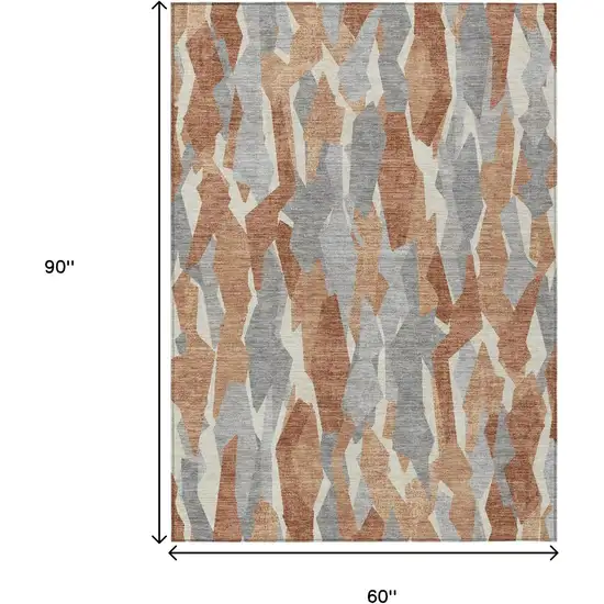 Chili Red Granite Gray And Ivory Striped Washable Indoor Outdoor Area Rug Photo 3