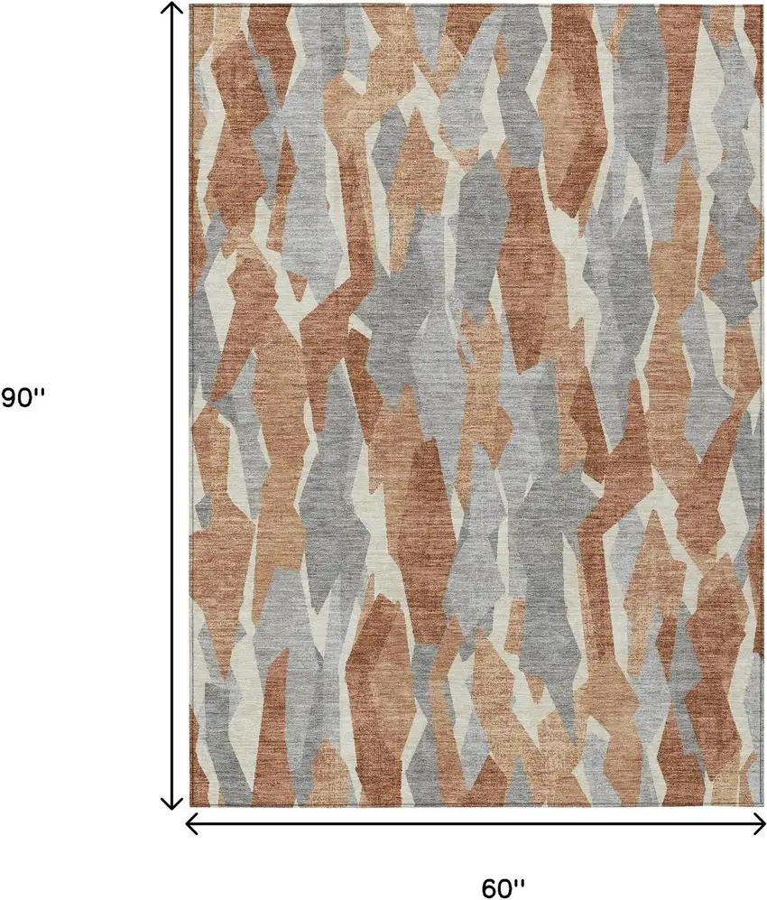 Chili Red Granite Gray And Ivory Striped Washable Indoor Outdoor Area Rug Photo 3