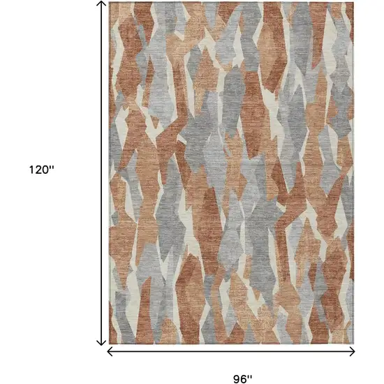 Chili Red Granite Gray And Ivory Striped Washable Indoor Outdoor Area Rug Photo 3