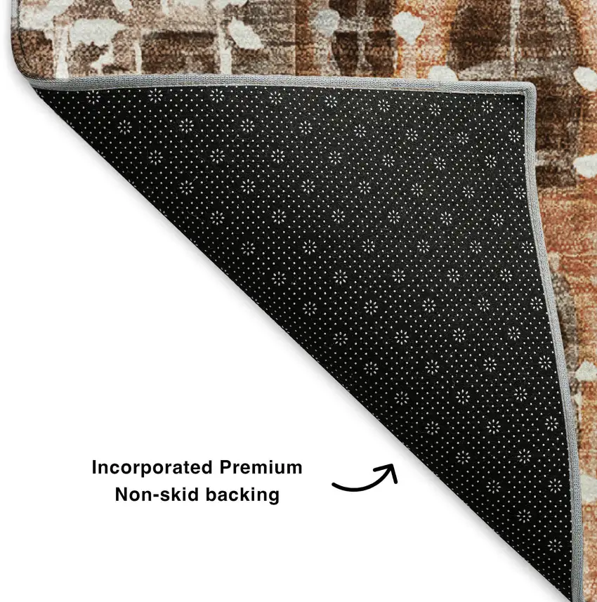 Chili Red Gray And Ivory Abstract Geometric Washable Area Rug With UV Protection Photo 5