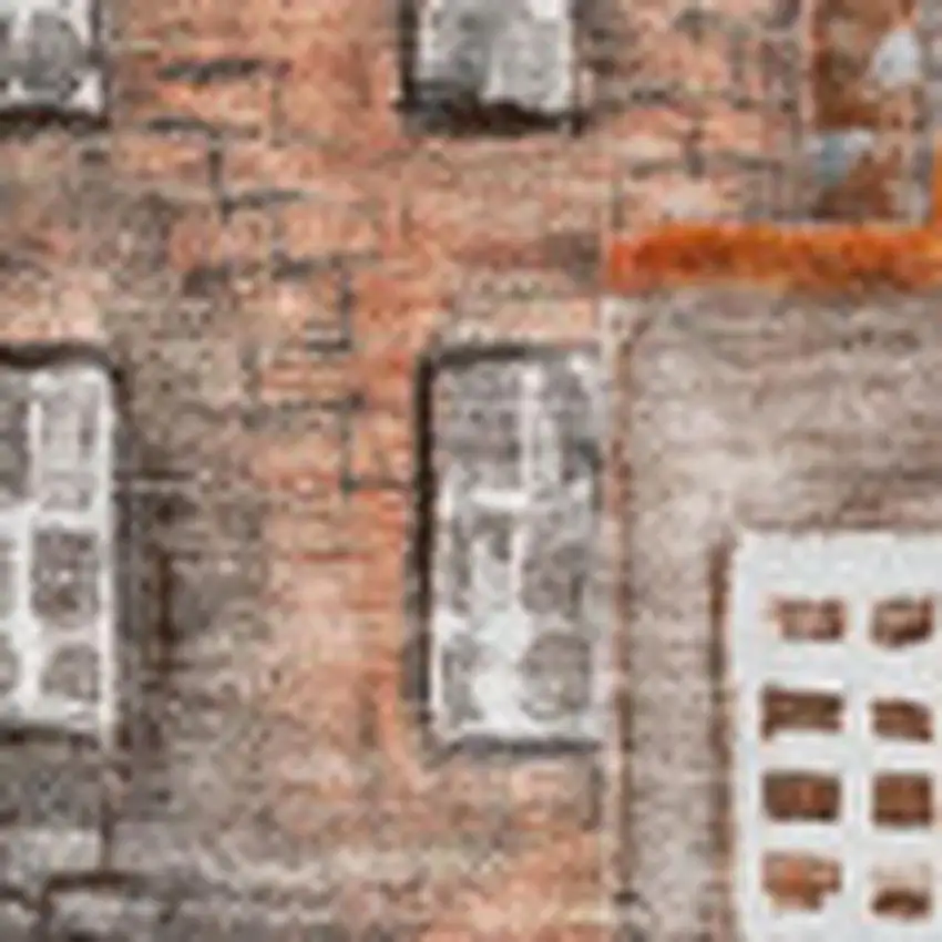 Chili Red Gray And Ivory Abstract Geometric Washable Area Rug With UV Protection Photo 3