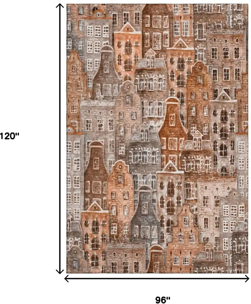 Chili Red Gray And Ivory Abstract Geometric Washable Area Rug With UV Protection Photo 9