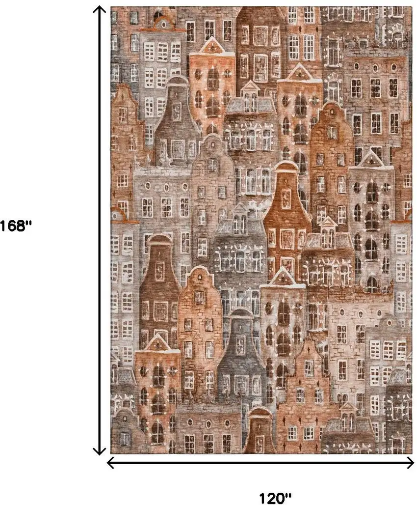 Chili Red Gray And Ivory Abstract Geometric Washable Area Rug With UV Protection Photo 9