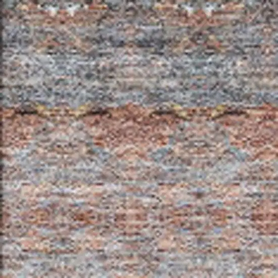 Chili Red Gray And Ivory Floral Medallion Washable Area Rug With UV Protection Photo 3