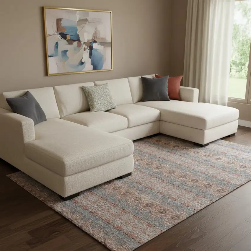 Chili Red Gray And Ivory Floral Medallion Washable Area Rug With UV Protection Photo 1