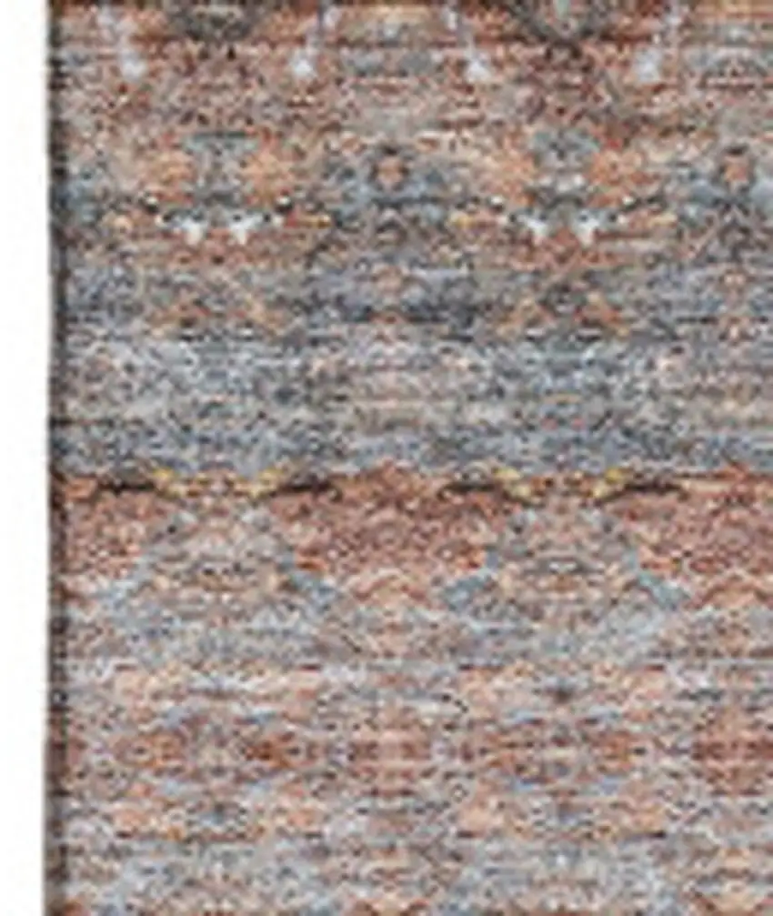 Chili Red Gray And Ivory Floral Medallion Washable Area Rug With UV Protection Photo 3