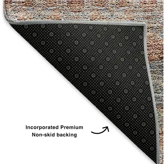 Chili Red Gray And Ivory Floral Medallion Washable Area Rug With UV Protection Photo 8