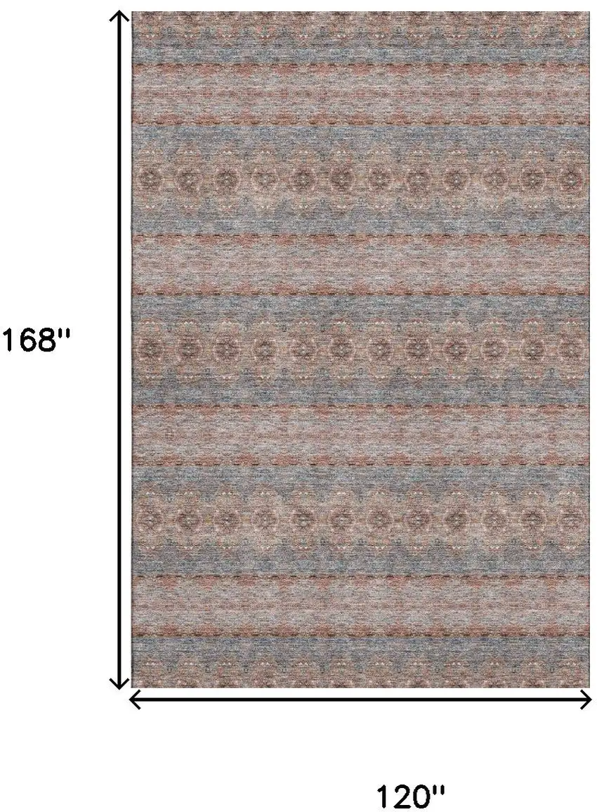 Chili Red Gray And Ivory Floral Medallion Washable Area Rug With UV Protection Photo 3