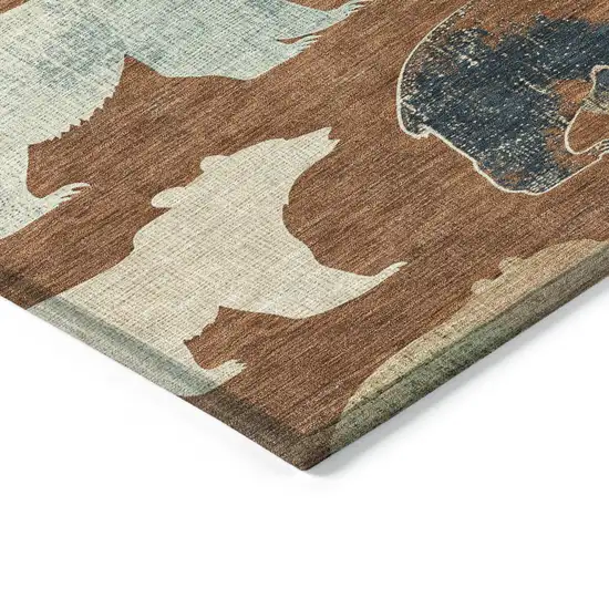 Chili Red Ivory And Beige Animal Print Washable Indoor Outdoor Area Rug Photo 5