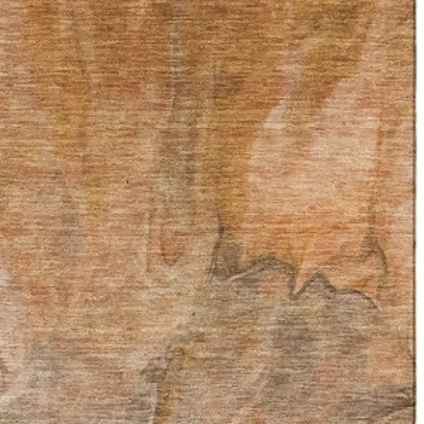 Chili Red Ivory And Copper Abstract Washable Area Rug With UV Protection Photo 3