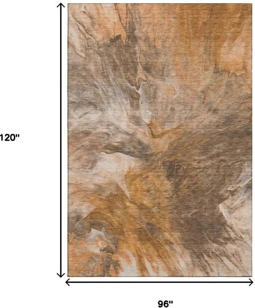 Chili Red Ivory And Copper Abstract Washable Area Rug With UV Protection Photo 7