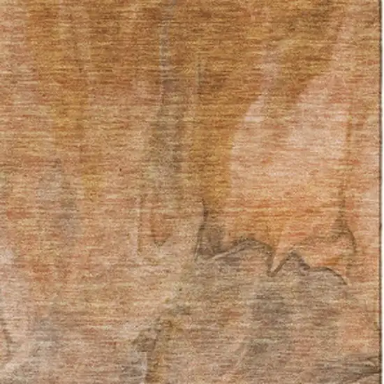 Chili Red Ivory And Copper Abstract Washable Area Rug With UV Protection Photo 3