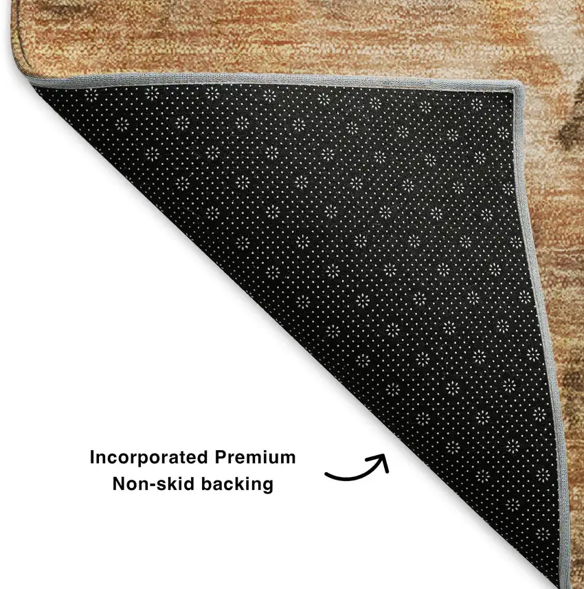 Chili Red Ivory And Copper Abstract Washable Area Rug With UV Protection Photo 9