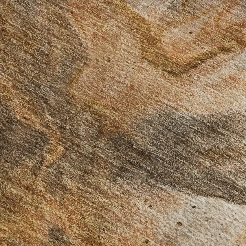 Chili Red Ivory And Copper Abstract Washable Area Rug With UV Protection Photo 8