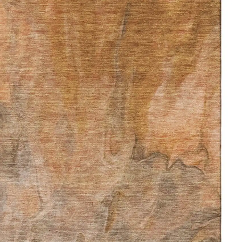 Chili Red Ivory And Copper Abstract Washable Area Rug With UV Protection Photo 4