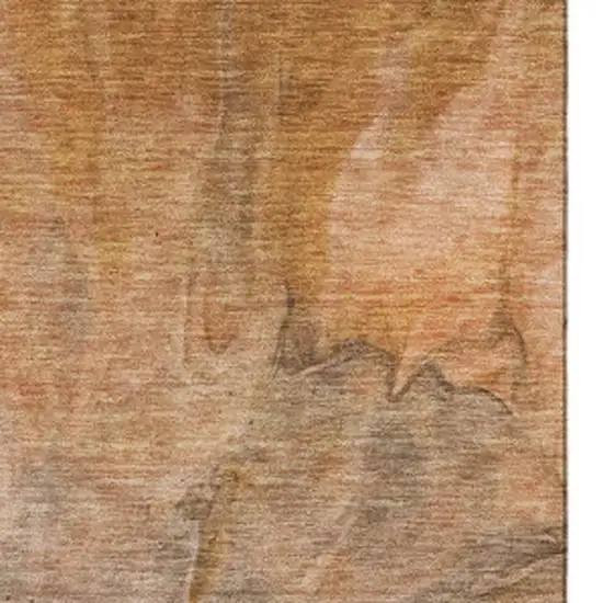 Chili Red Ivory And Copper Abstract Washable Area Rug With UV Protection Photo 8