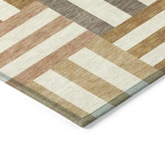 Chili Red Ivory And Copper Geometric Washable Indoor Outdoor Area Rug Photo 5