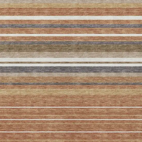 Chili Red Ivory And Gold Striped Washable Indoor Outdoor Area Rug Photo 6