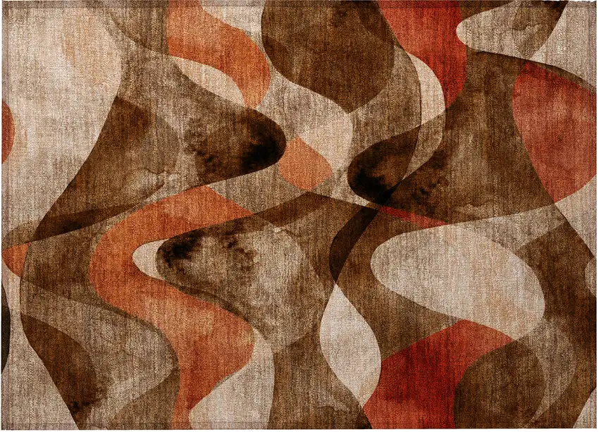 Chocolate Abstract Washable Non Skid Indoor Outdoor Area Rug Photo 3