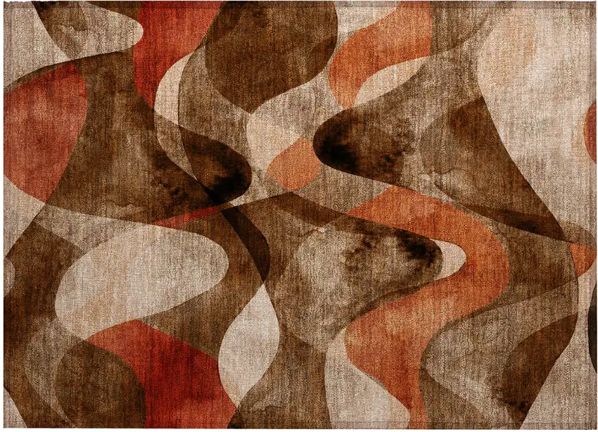 Chocolate Abstract Washable Non Skid Indoor Outdoor Area Rug Photo 2