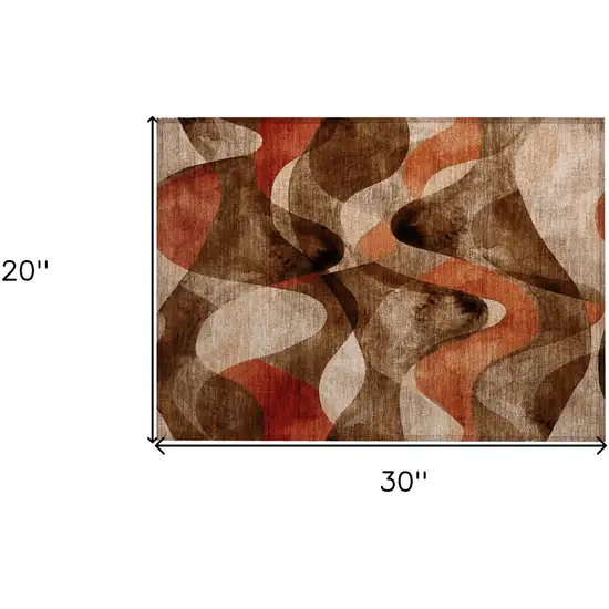 Chocolate Abstract Washable Non Skid Indoor Outdoor Area Rug Photo 3
