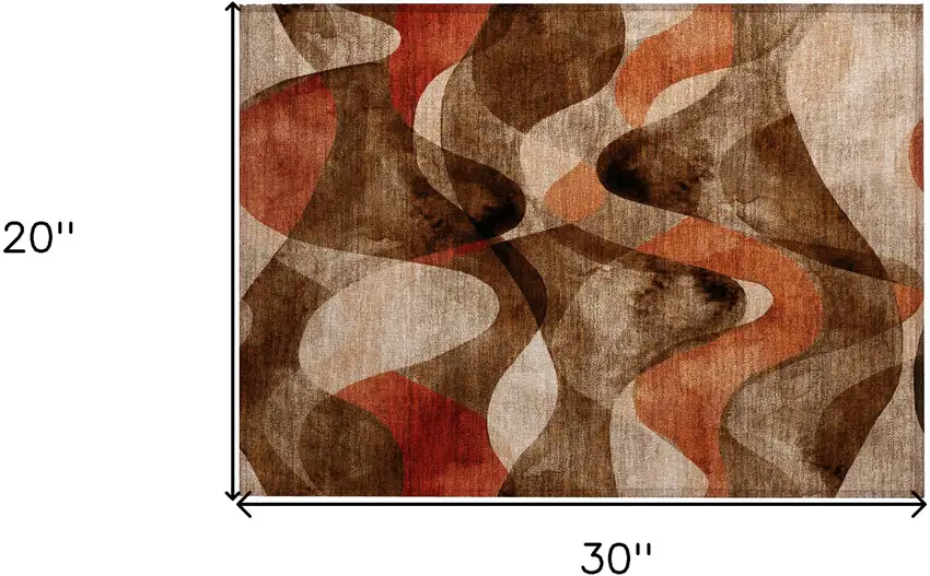 Chocolate Abstract Washable Non Skid Indoor Outdoor Area Rug Photo 3