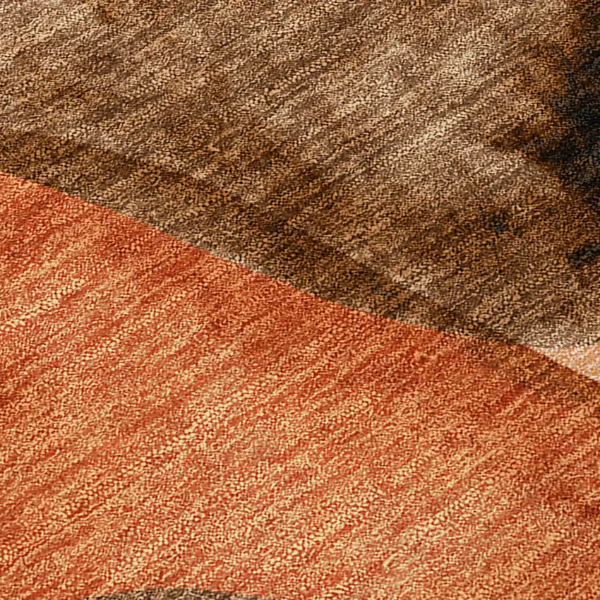 Chocolate Abstract Washable Non Skid Indoor Outdoor Area Rug Photo 8