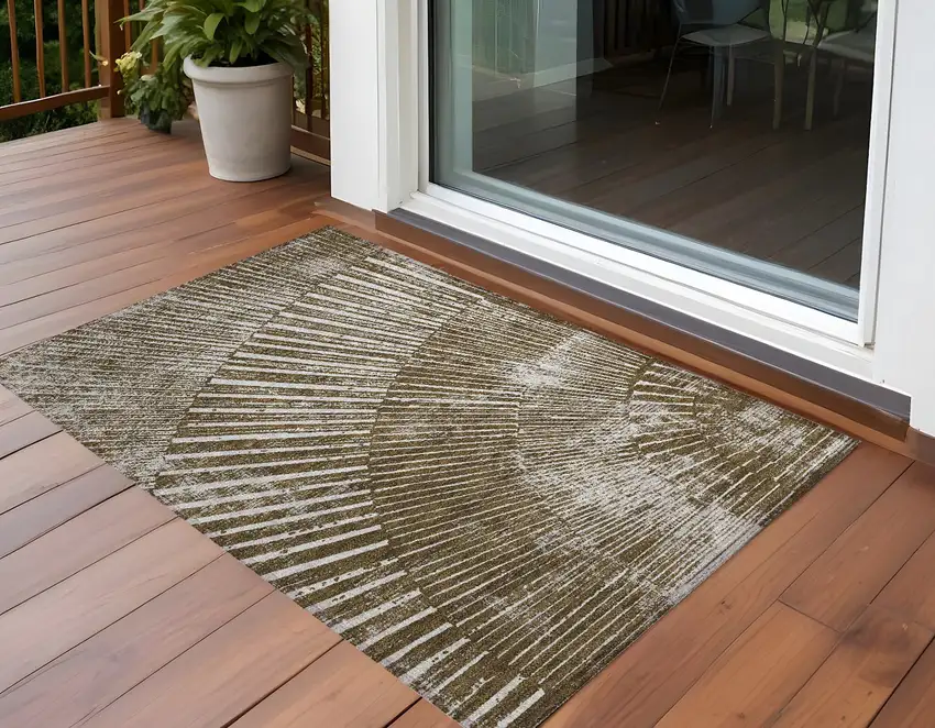 Chocolate Abstract Washable Non Skid Indoor Outdoor Area Rug Photo 1
