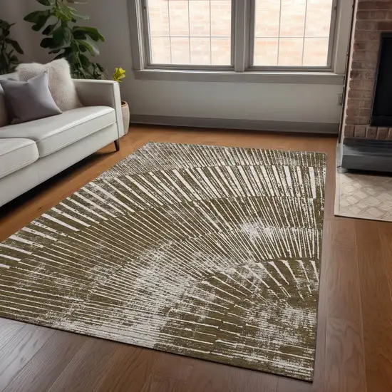 Chocolate Abstract Washable Non Skid Indoor Outdoor Area Rug Photo 9