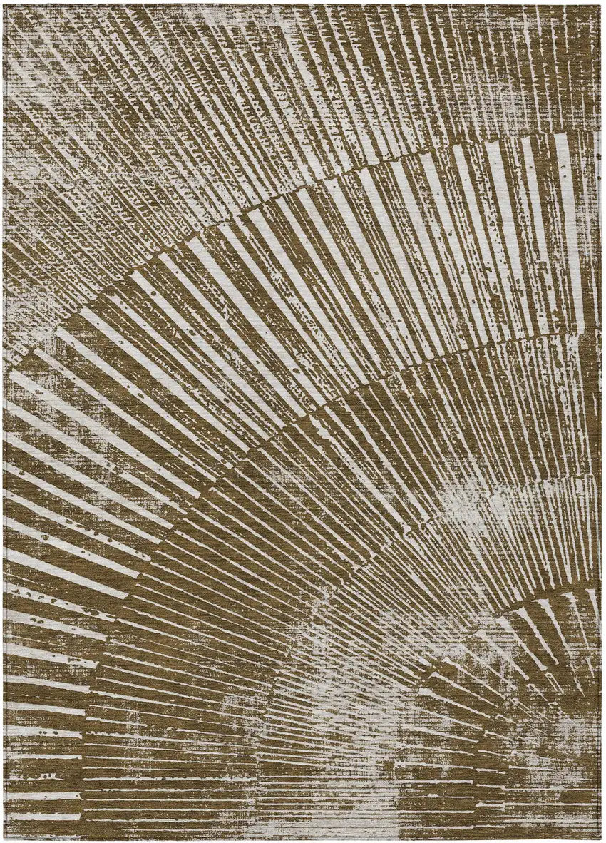 Chocolate Abstract Washable Non Skid Indoor Outdoor Area Rug Photo 2