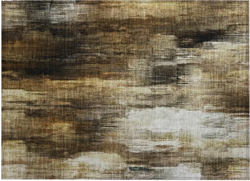 Chocolate Abstract Washable Non Skid Indoor Outdoor Area Rug Photo 2