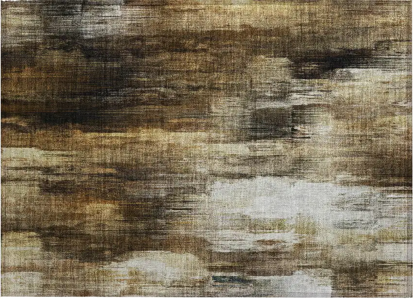 Chocolate Abstract Washable Non Skid Indoor Outdoor Area Rug Photo 2